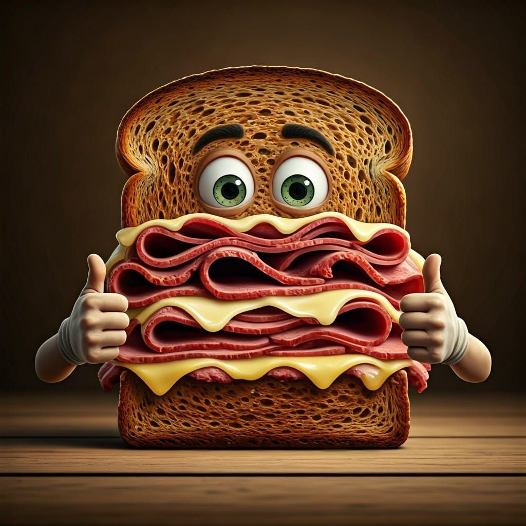 Futuristic Food Icon Giving Two Thumbs Up