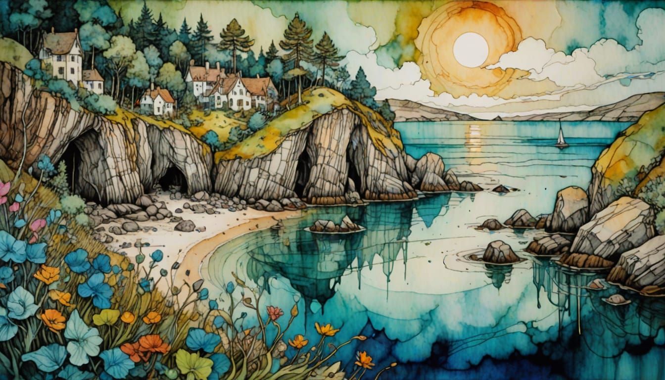 Whimsical Cove: An Abstract Alcohol Ink Painting