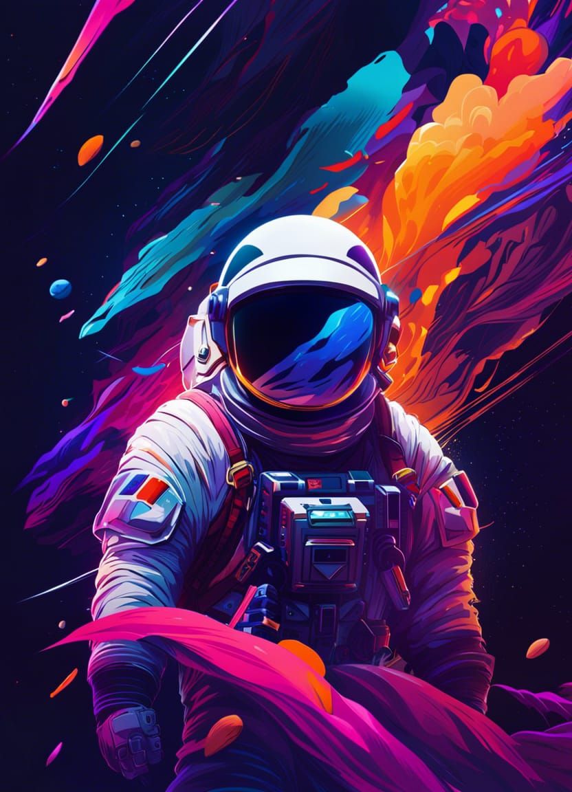Vibrant Abstract Astronaut in Anime Gamer Style