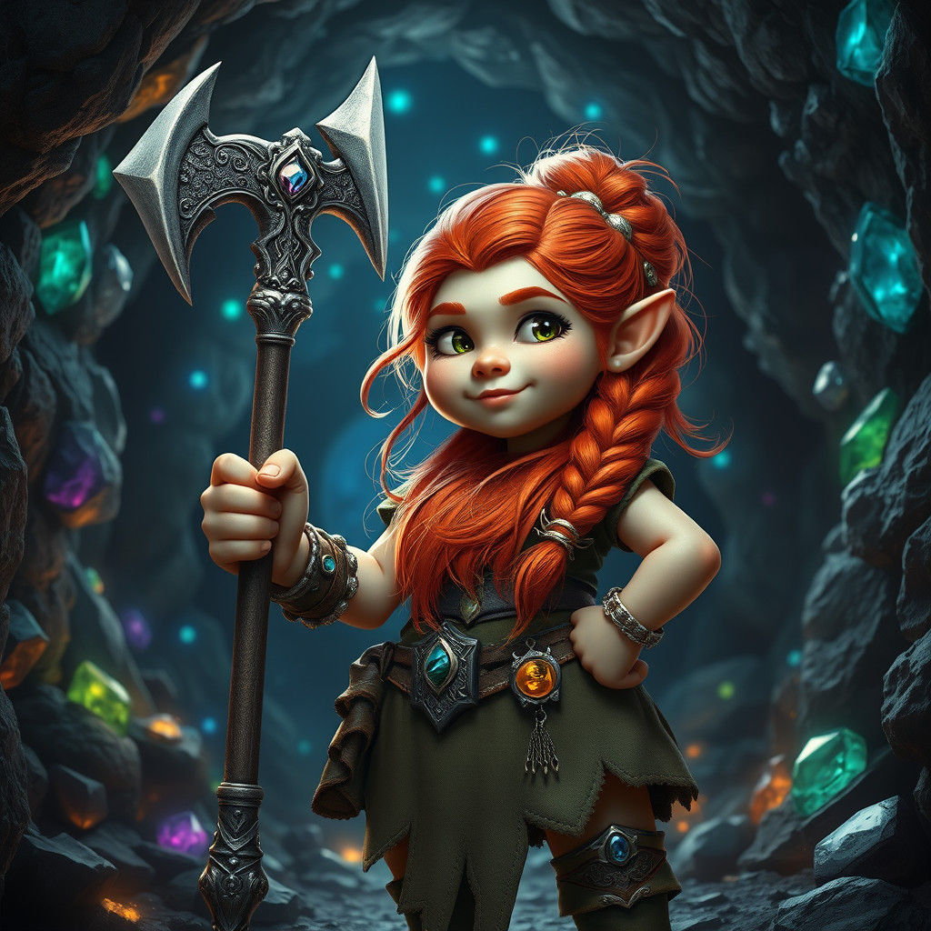 Dwarf Miner in a Glimmering Mine Shaft