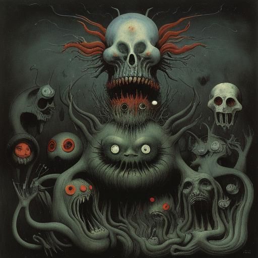 Disturbing Homunculus Will-o'-the-Wisp in Surreal Style