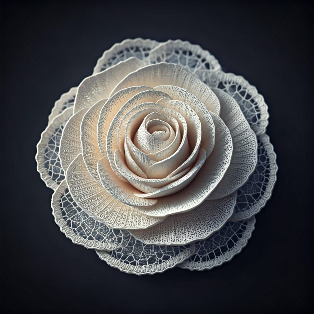 white lace, crocheted rose