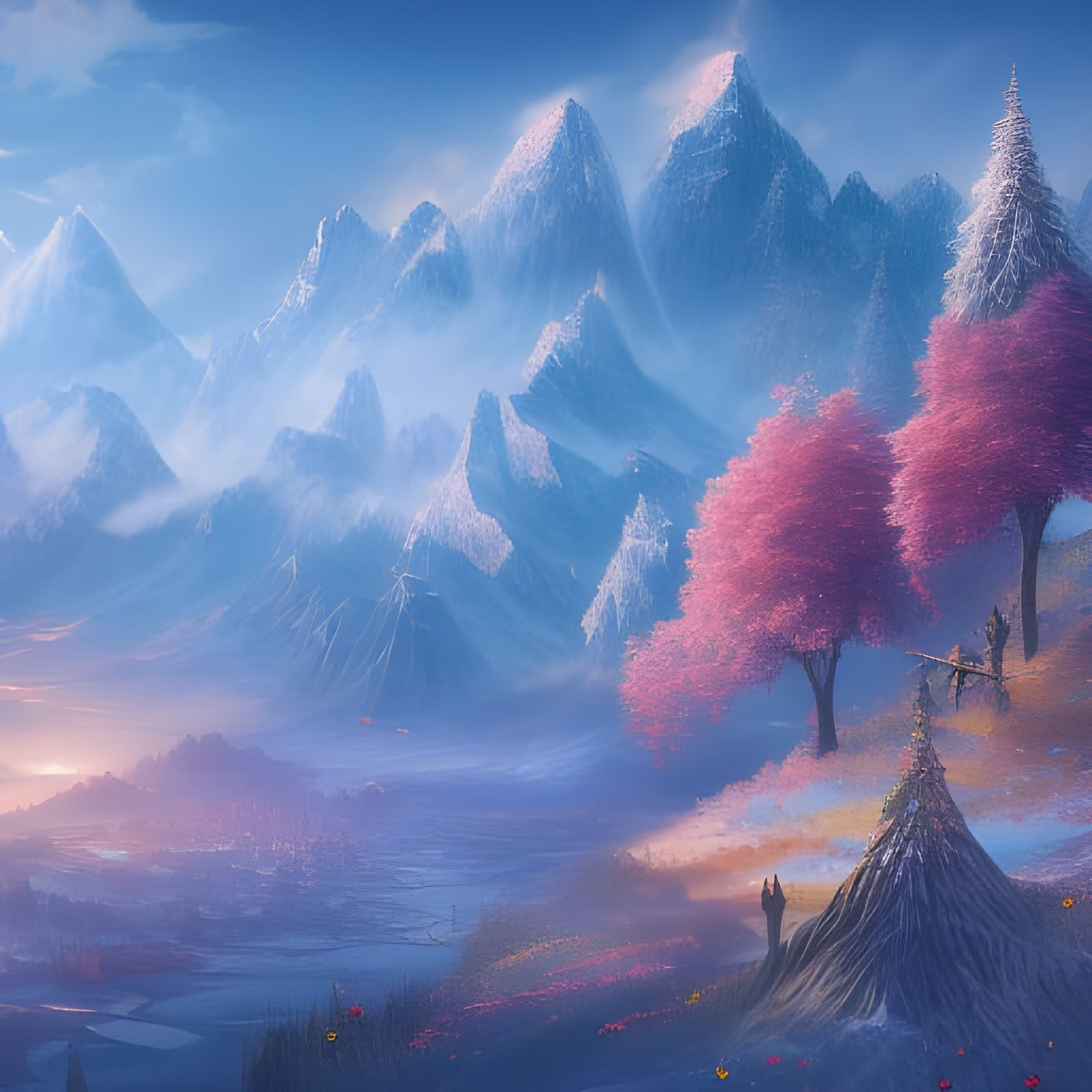Winter Slopes Meet Summer Sunflowers in Detailed 8K Art