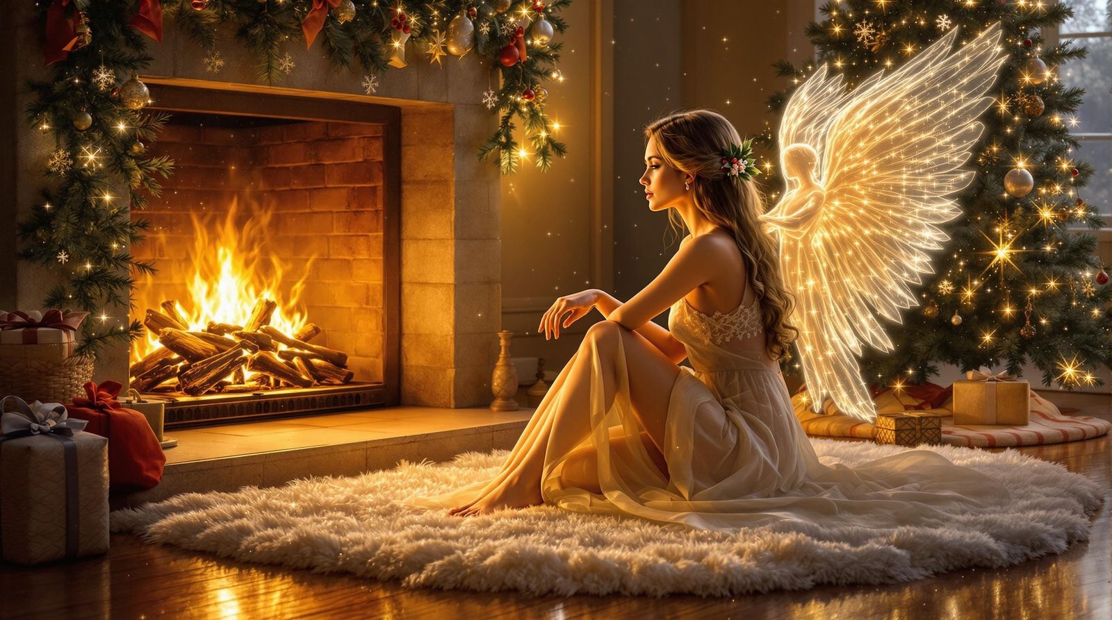 Cozy Winter Scene in Hyper-Realistic Oil Painting