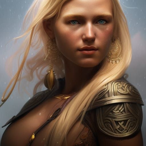 Viking Goddess Portrait in Hyperdetailed Digital Art
