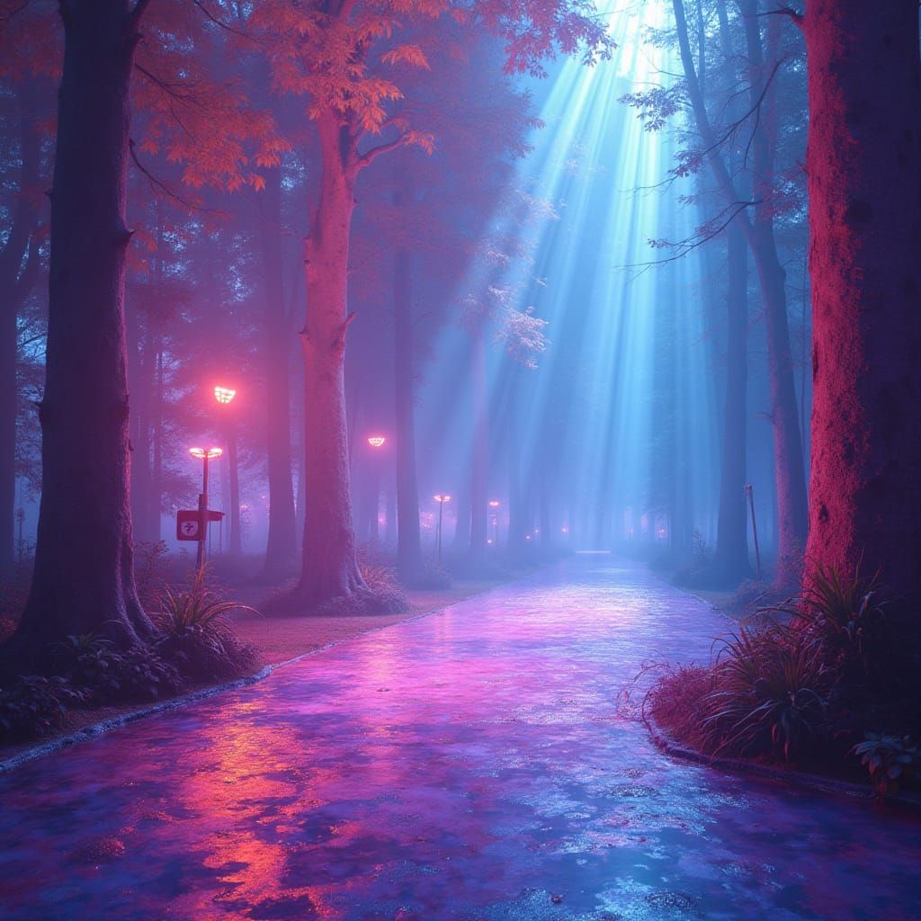 Iridescent Lightscape in Sapphire and Amethyst Hues