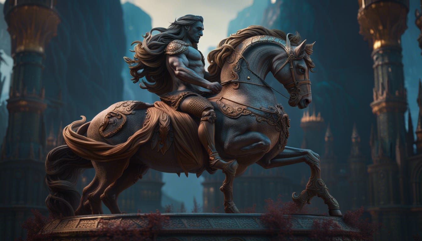 Chiron Centaur Statue in Detailed Matte Painting