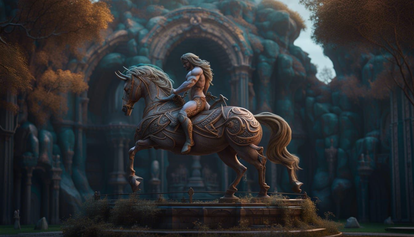 Centaur Statue: Detailed Matte Painting in Fantasy Art