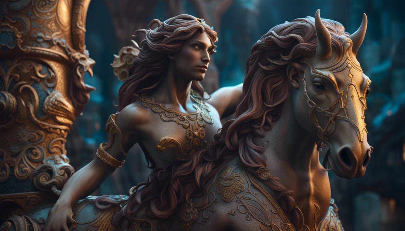 Chiron Centaur Statue: Detailed Fantasy Concept Art