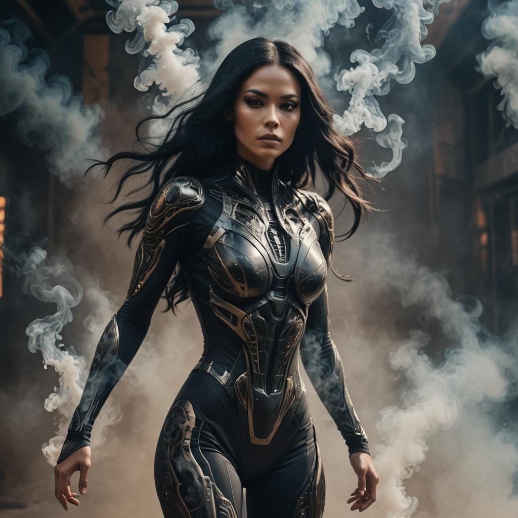 Hyperrealistic Alien Woman Made of Smoke