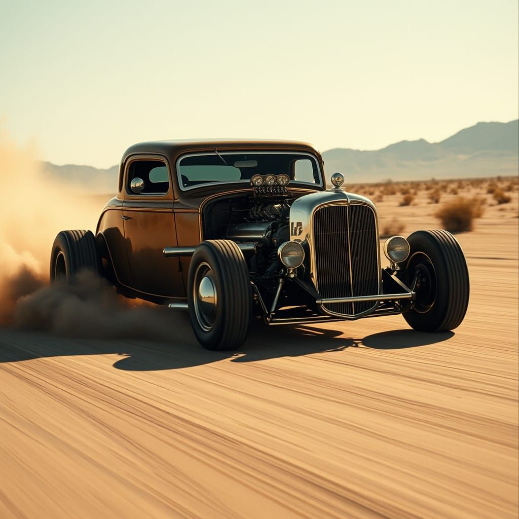 Vintage Hot Rod Desert Race in Film Still Style