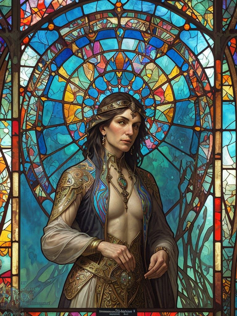 Underwater Life in Ornate Stained Glass