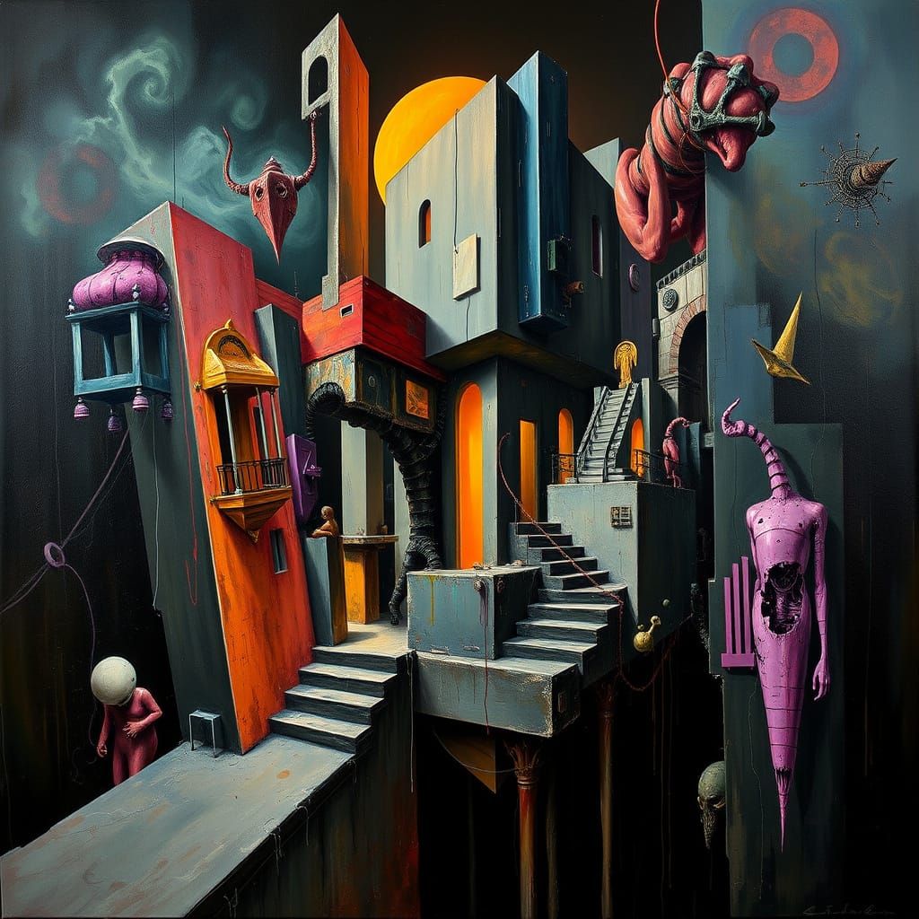 Surrealist Oil Painting of Abstract Perverse Instantiation