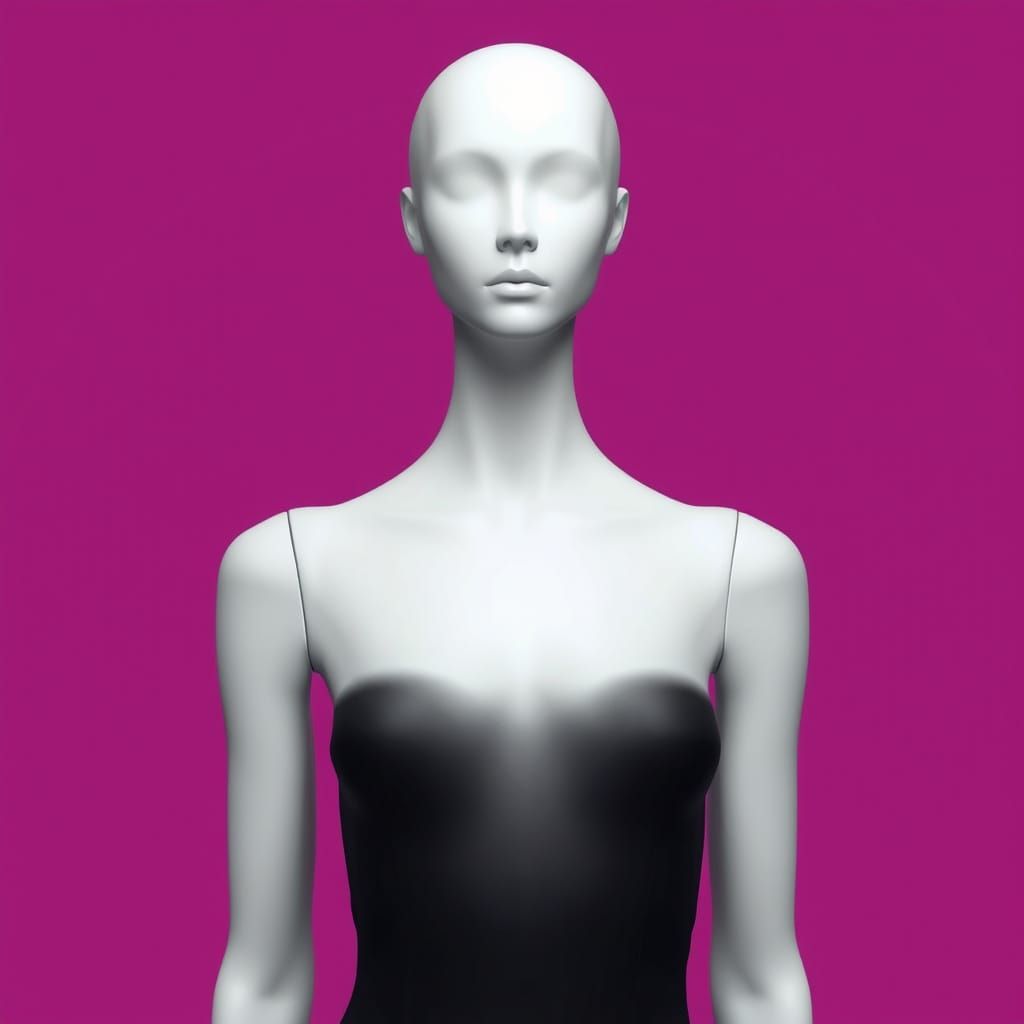 Minimalist Portrait of a Smooth Androgynous Mannequin in Ele...