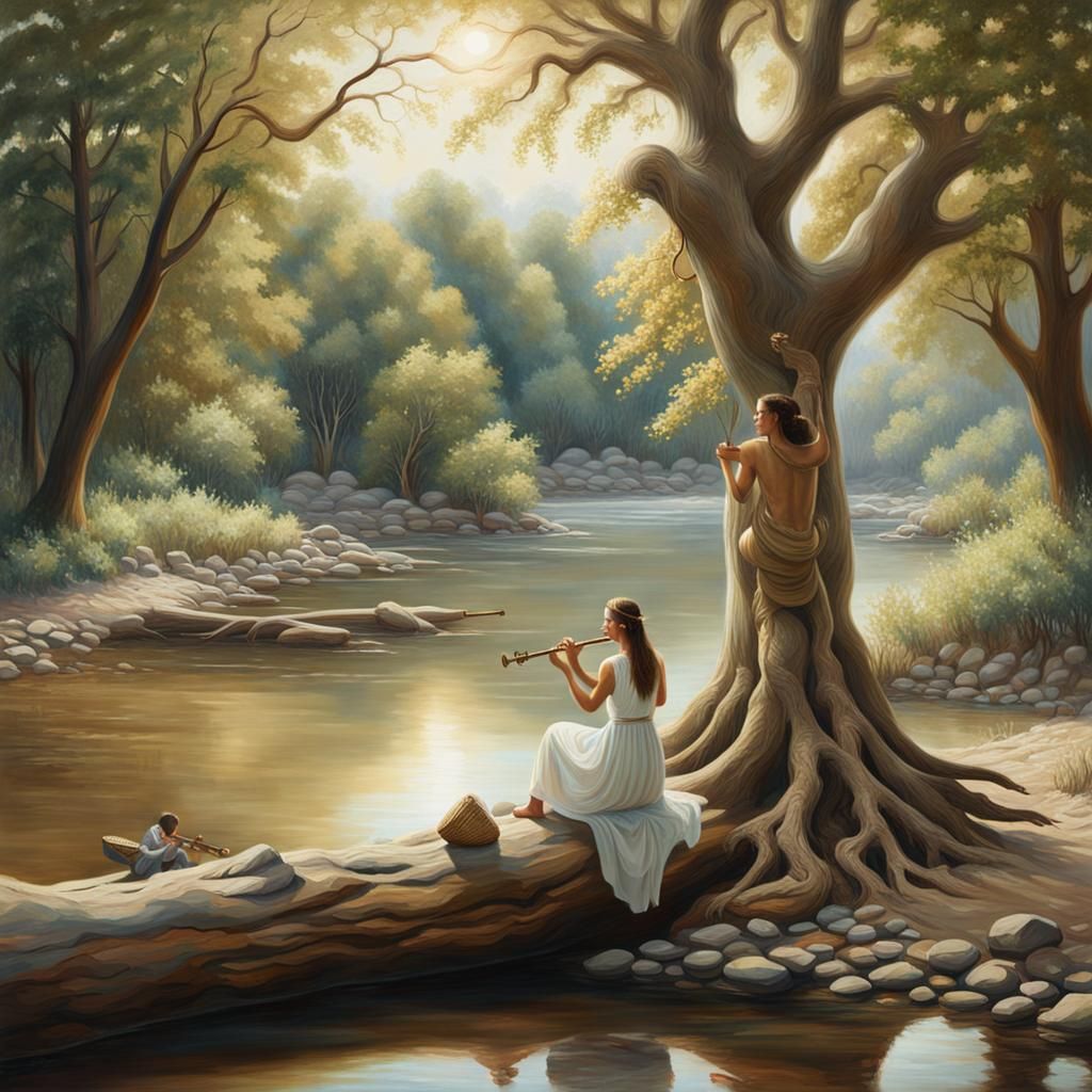 Idyllic Forest Scene in Soft Earth Tones