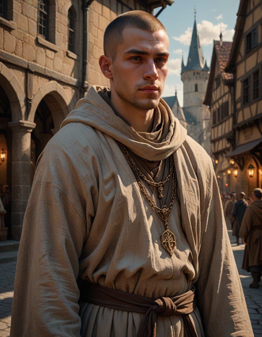 Medieval Monk Portrait in Fantasy Realism
