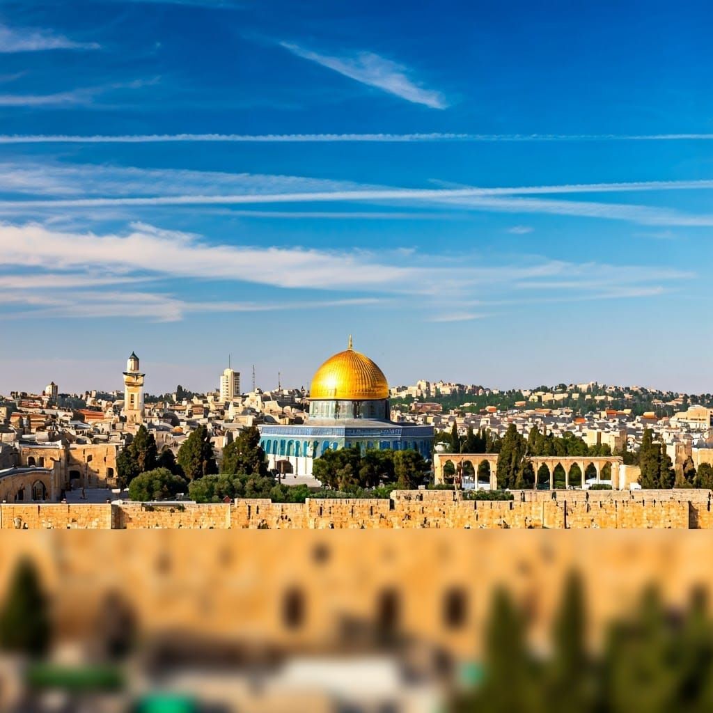 Jerusalem Skyline with Jewish Temple at Dawn