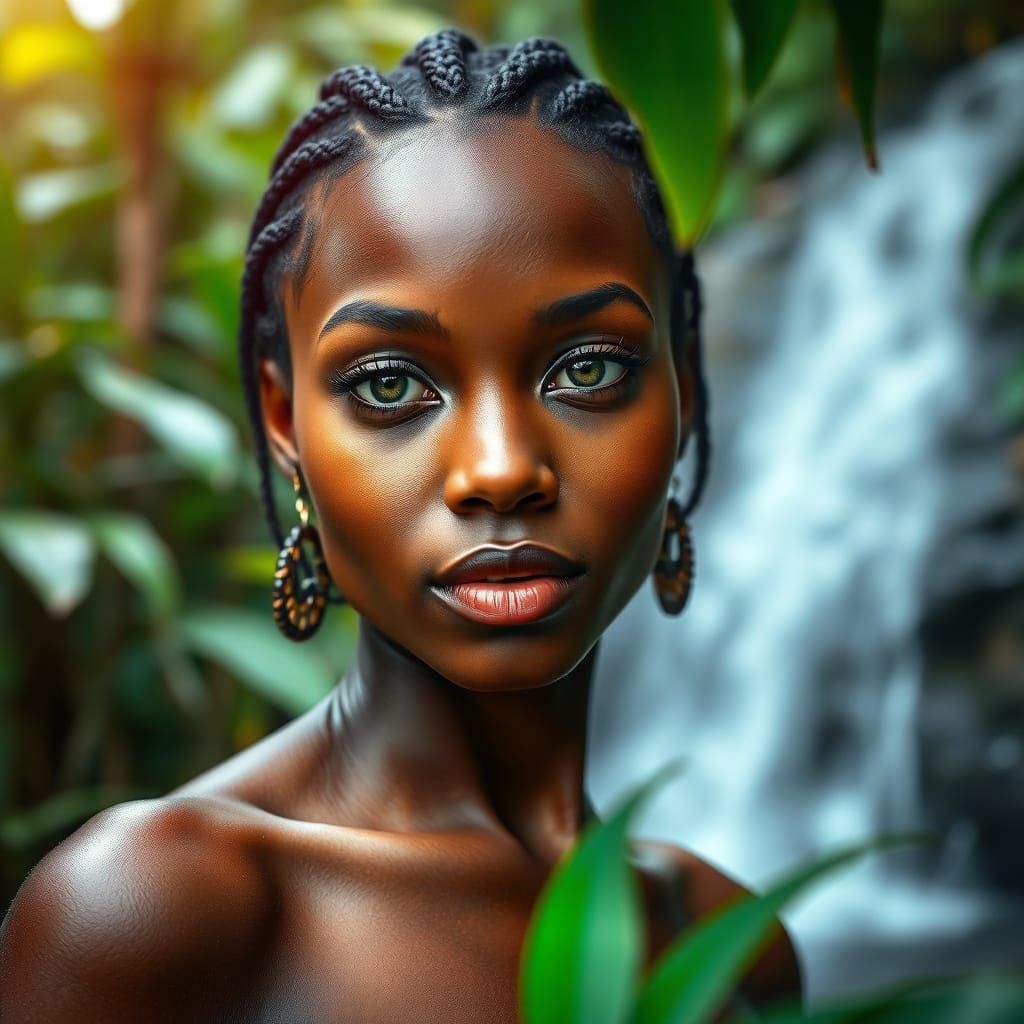 African Woman in Exotic Tropical Forest