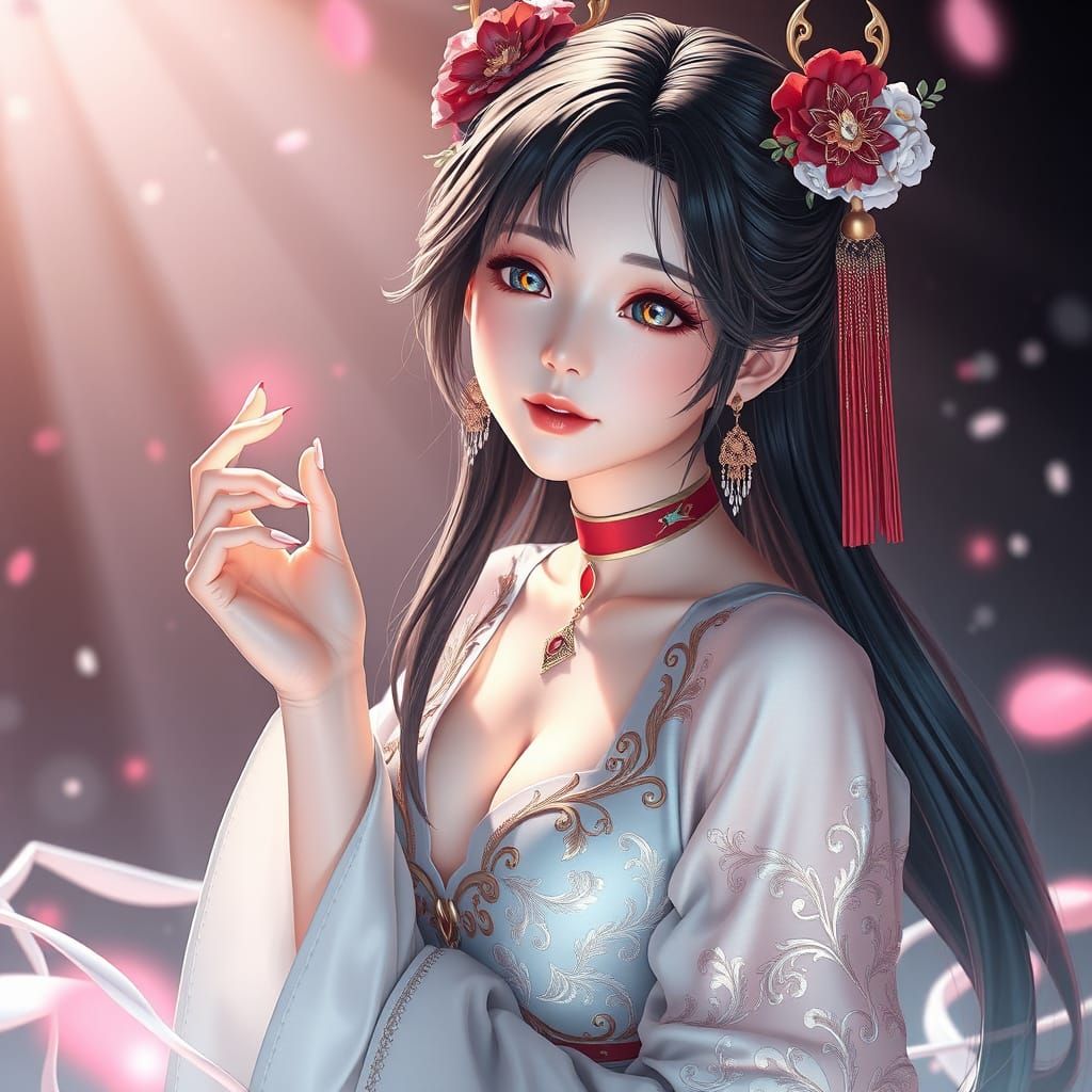 Luminous Anime Figure in Elegant 3D Art
