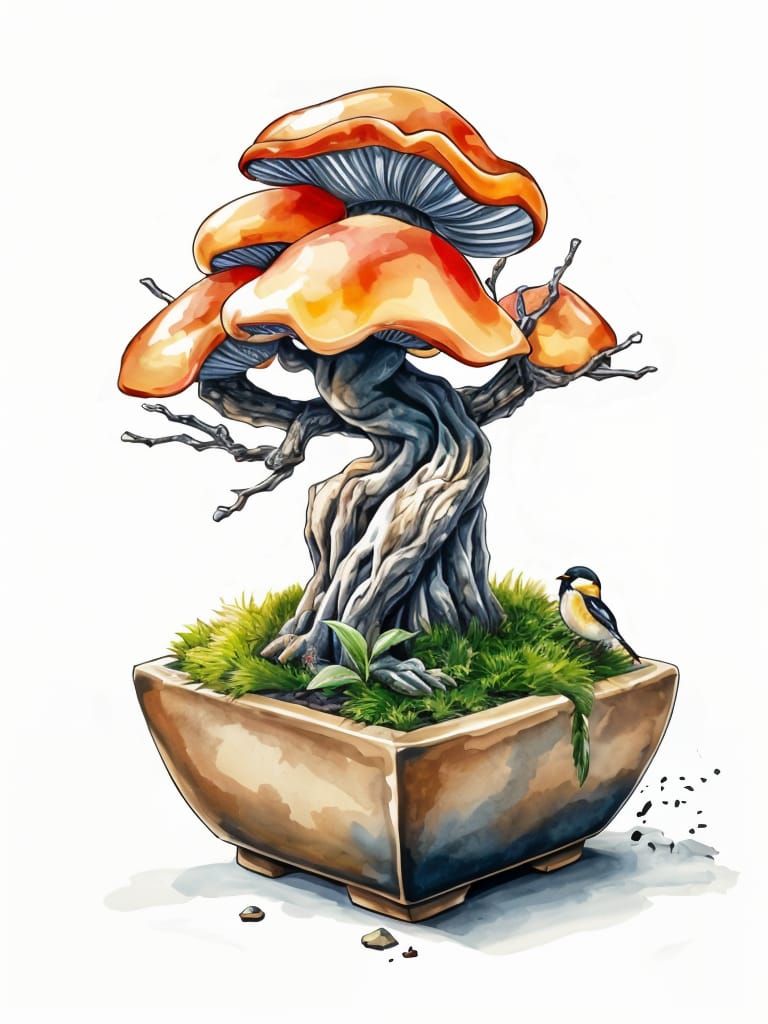 Whimsical Watercolor Mushroom