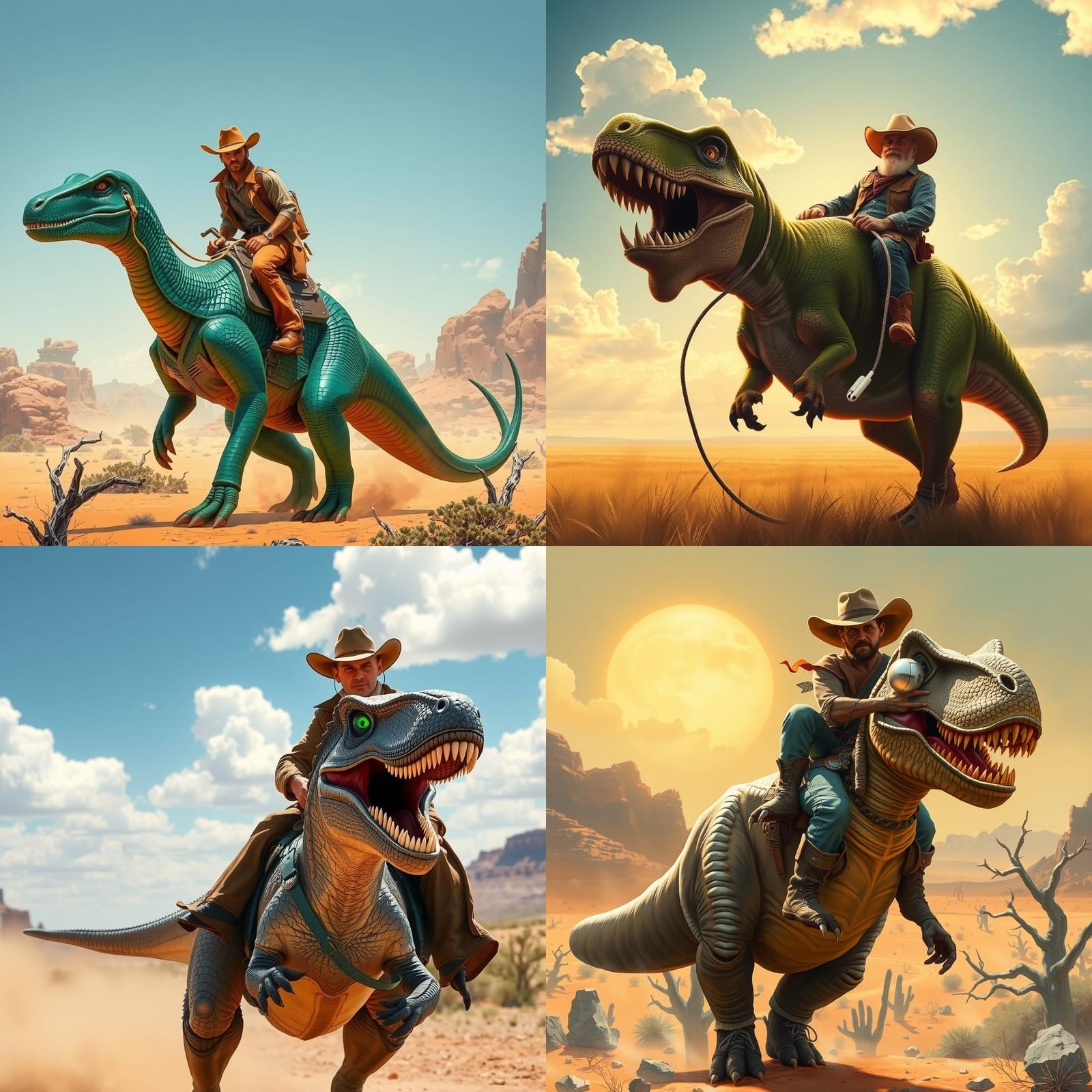 Cowboy Rides Dinosaur with AirPods