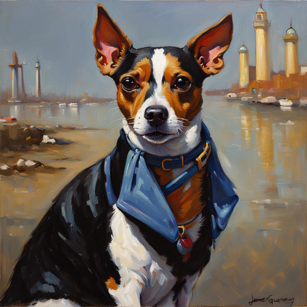 Rat Terrier Portrait in Oil Paint