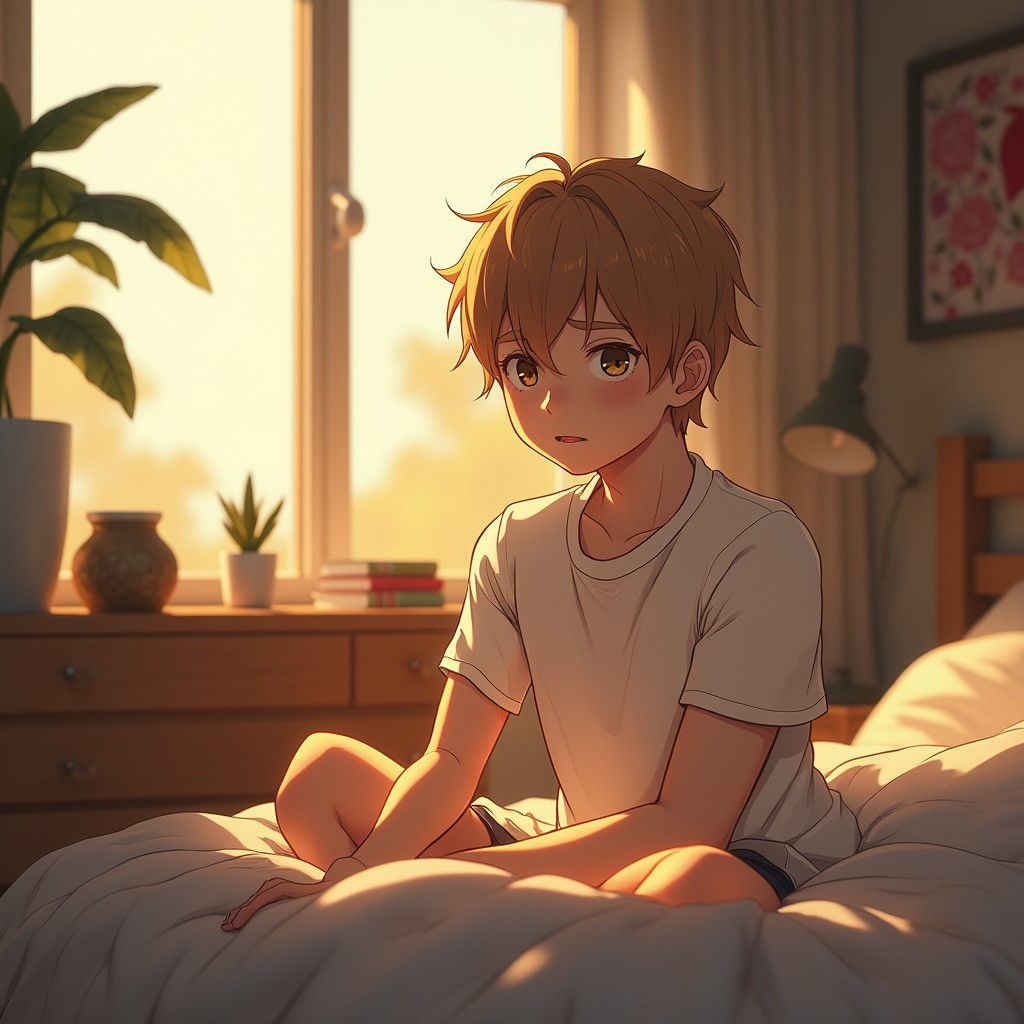 Boy in Morning Light: 3D Anime Art