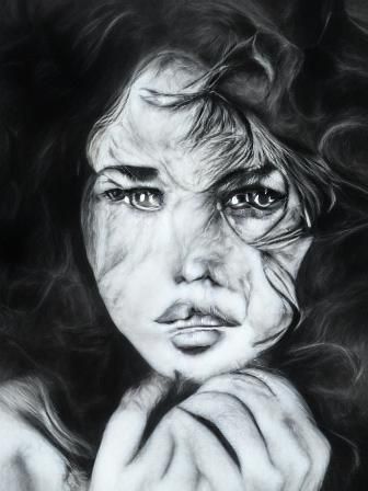 Classic Charcoal Drawing in Shades of Grey