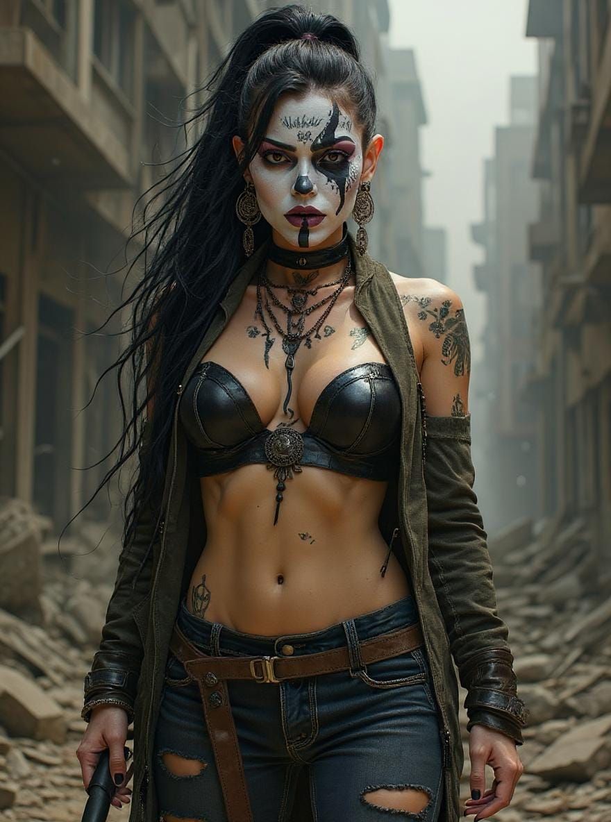 Goth-Punk Shaman in Post-Apocalyptic Dieselpunk Style