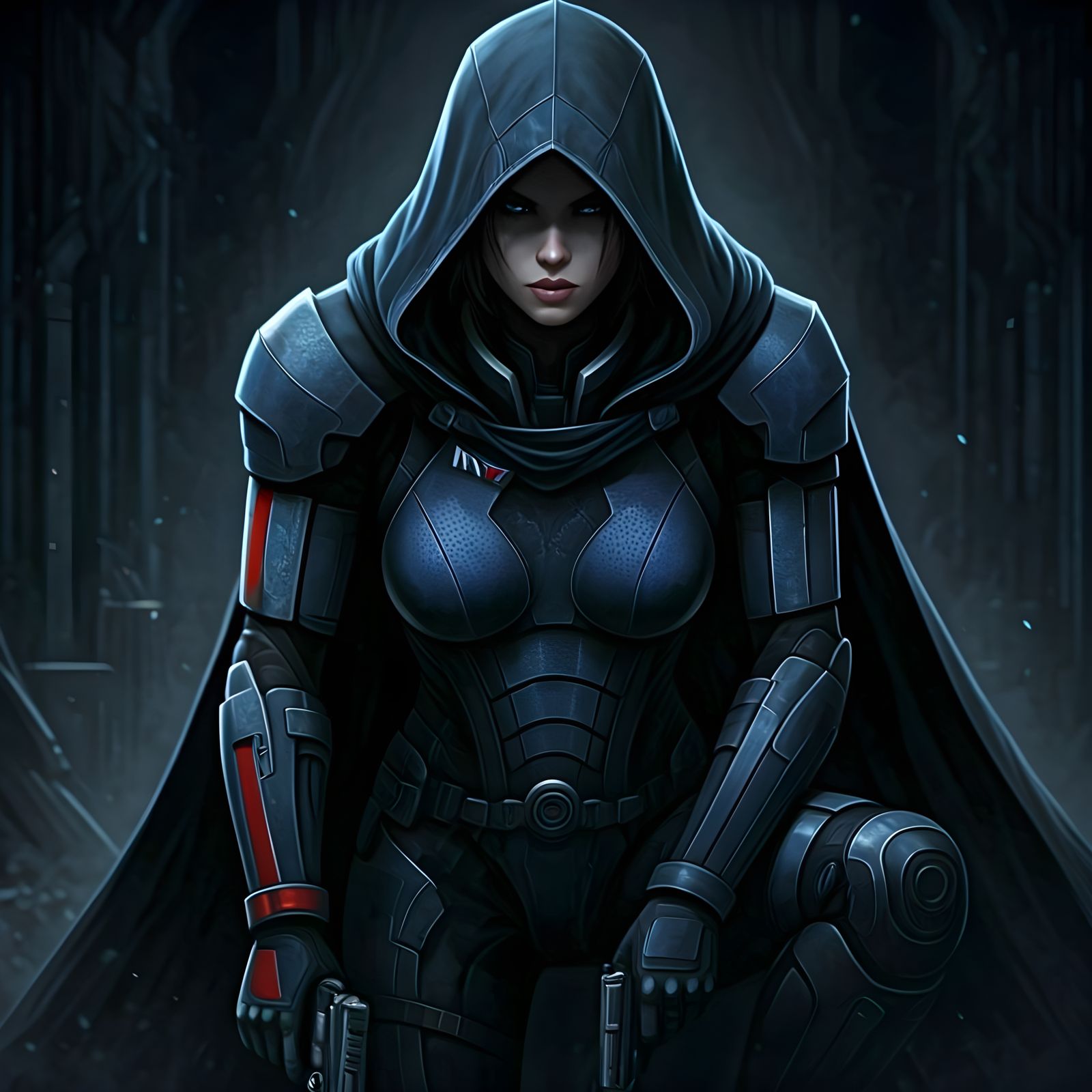 Commander Shepard: Female Assassin in Blue Outfit