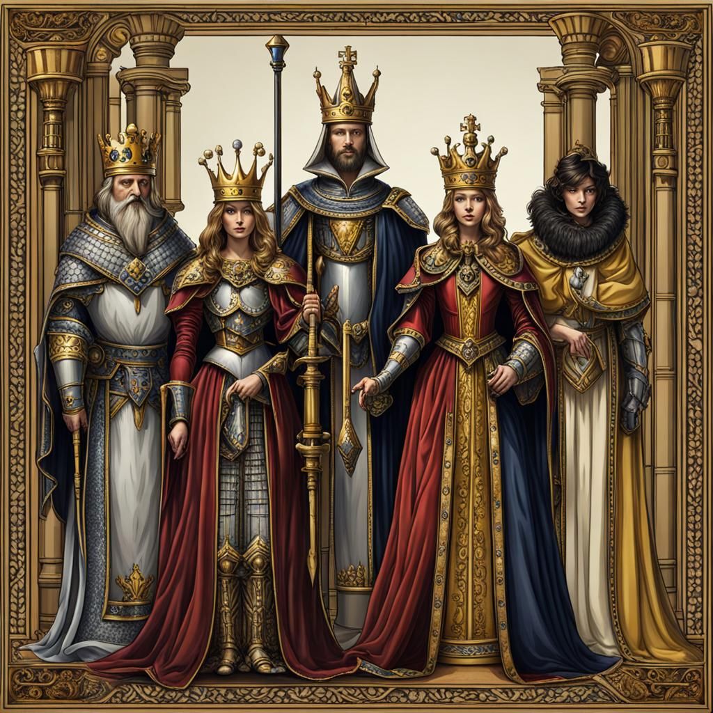 Humanoid Chess Piece Family Portrait