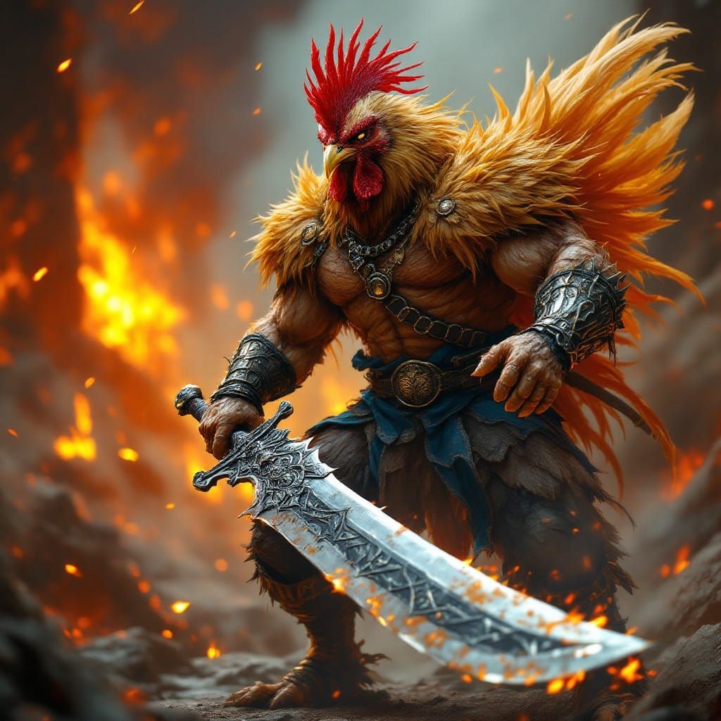 Epic Chicken Warrior Inspired by Chuck Norris