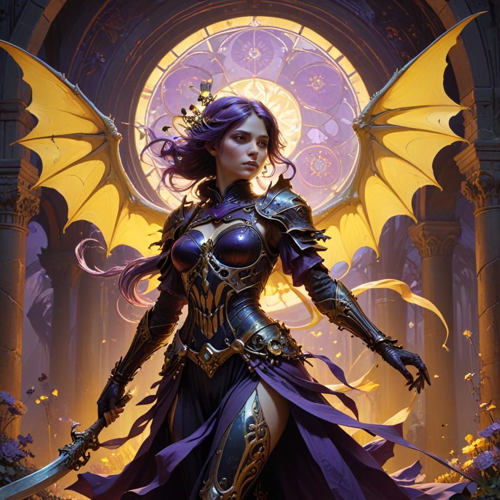 Dark Fantasy Dragon Soars Over Castle in Mystical Landscape