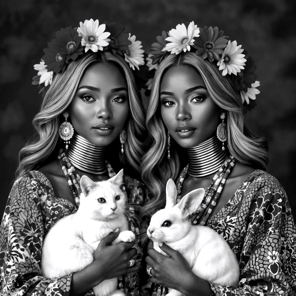 Elegant Twin Sisters in Traditional African Attire