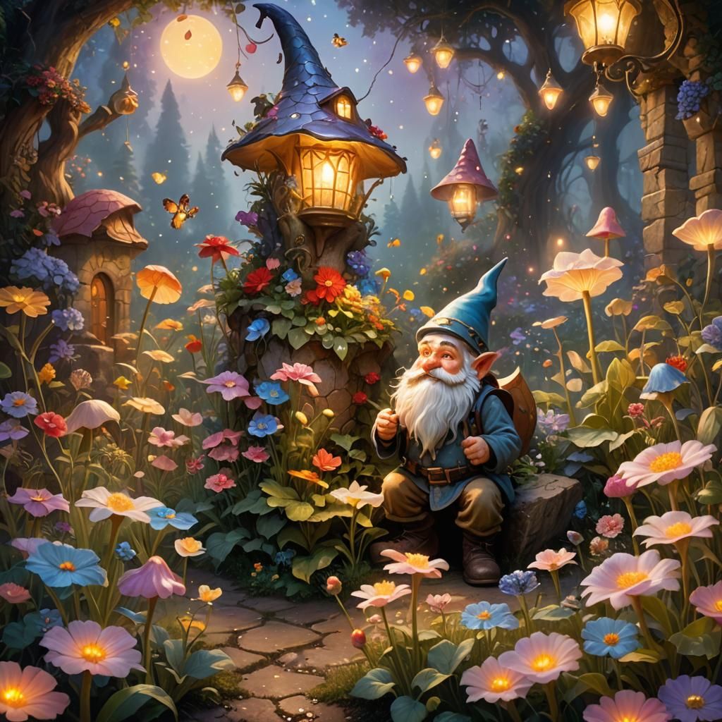 Gnome in Ethereal Fantasy Garden