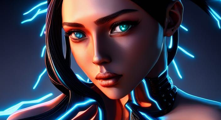 Anime style, cyber-woman