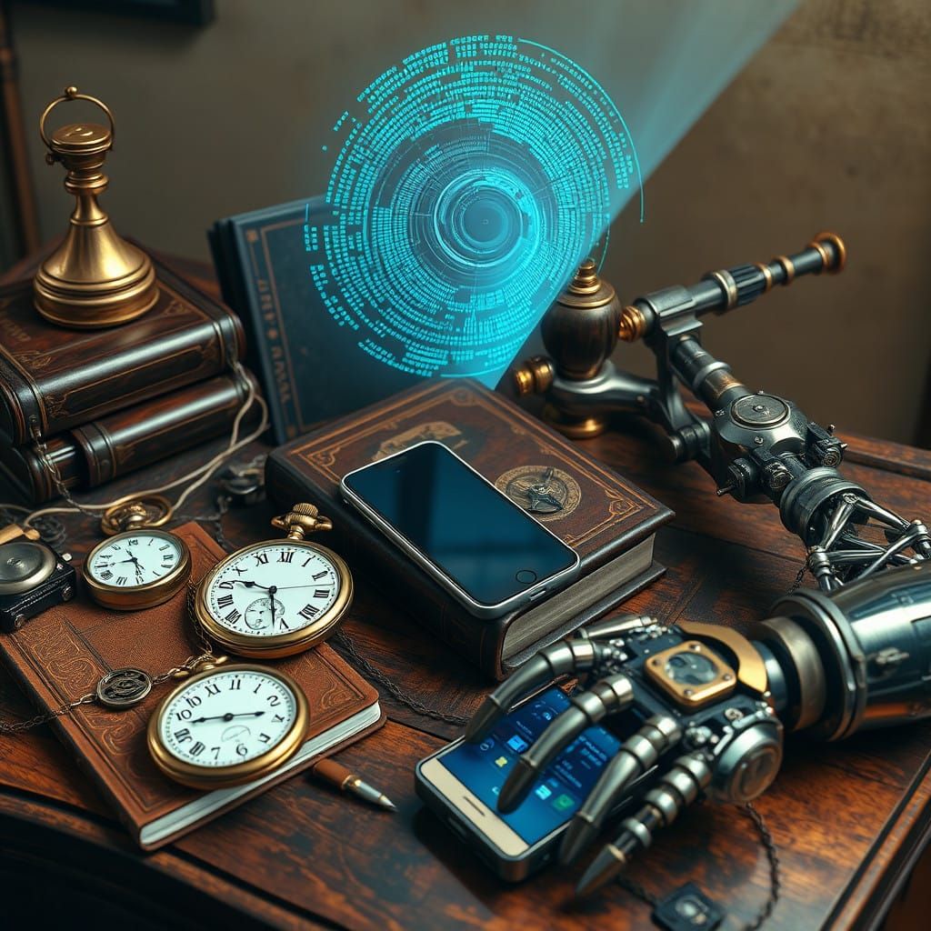 Steampunk Tableau of Contrasting Eras