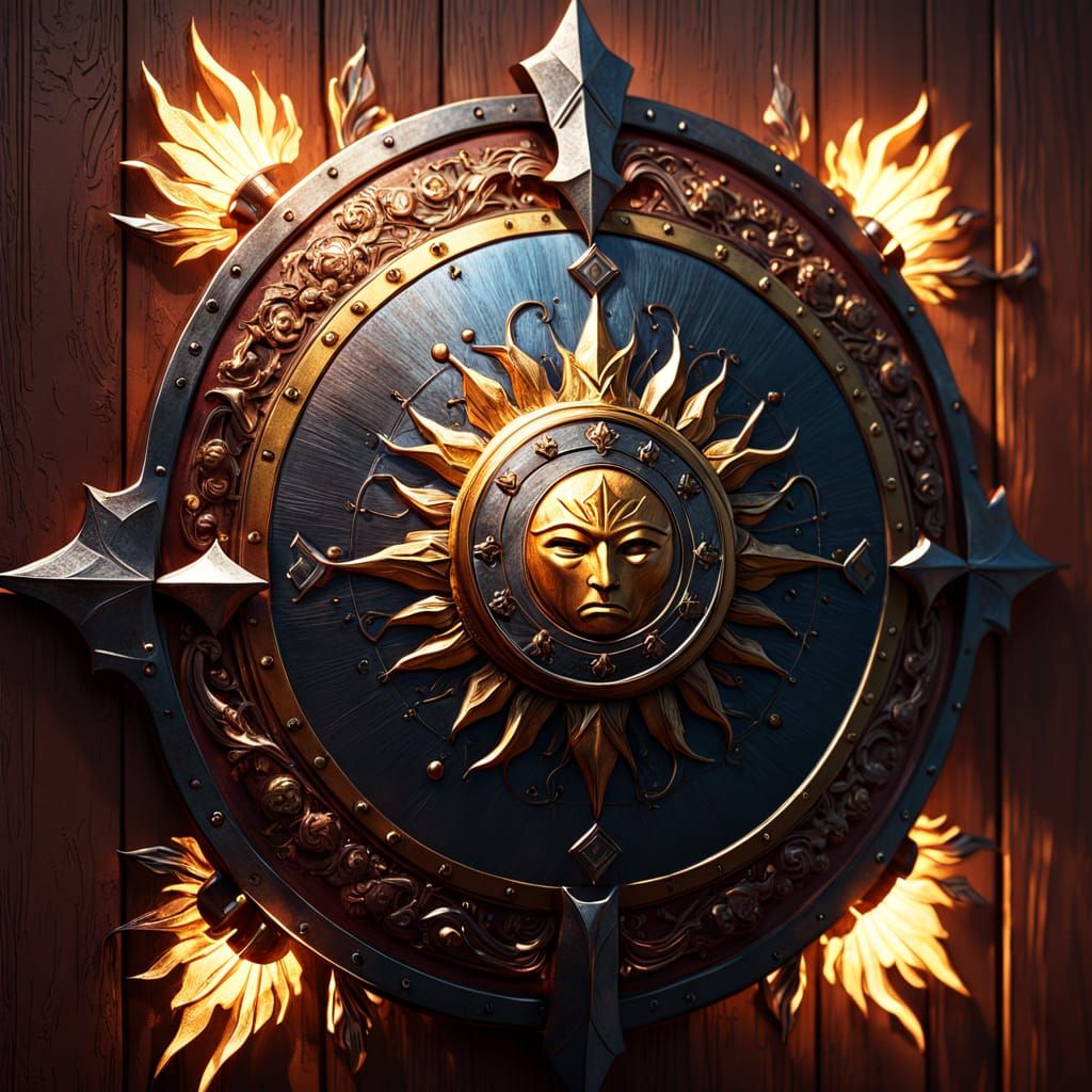 Hyper-Realistic Shield in Golden Hour