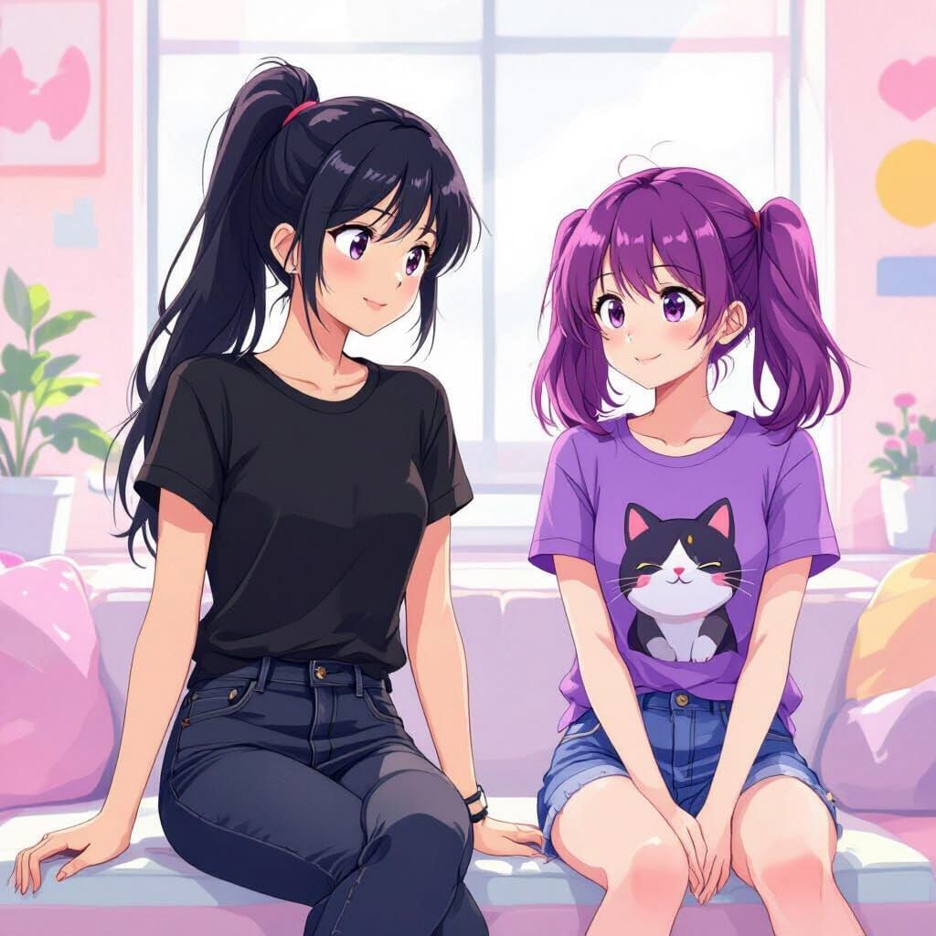 Anime Girls in Pastel Environment, Shinkai Style