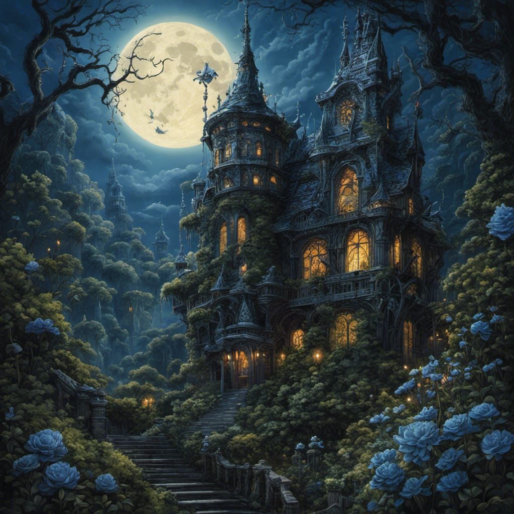 High Gothic Tower in Tim Burton Style