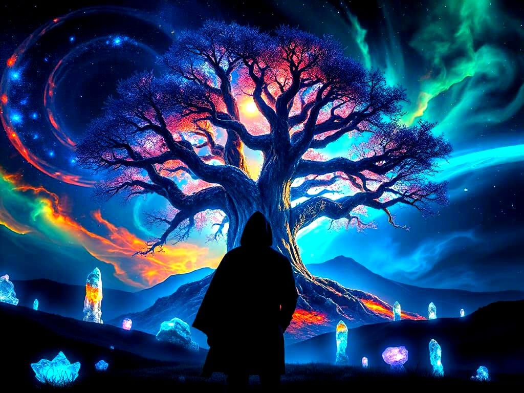 Bioluminescent Tree on Alien Planet in Dark Fantasy Art
