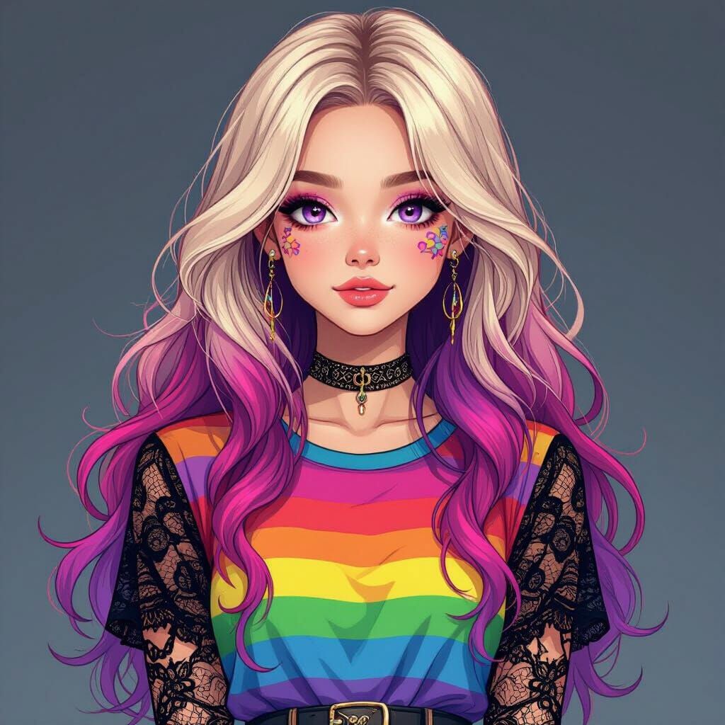 Girl with Ombre Hair and Lace Sleeves
