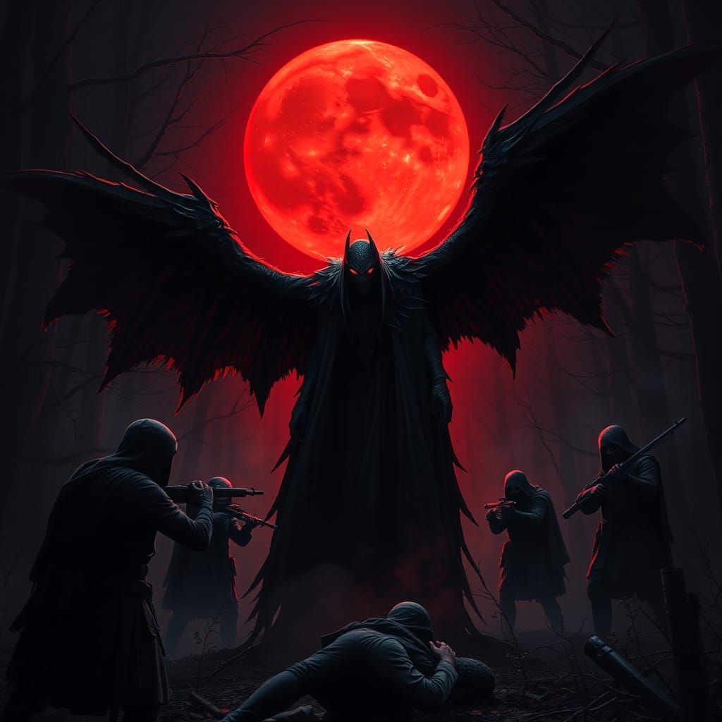 Vampire Confrontation in Dark Forest: Fantasy Art