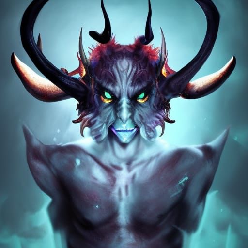 Hyperrealistic Horned Shadow in Dramatic Lighting