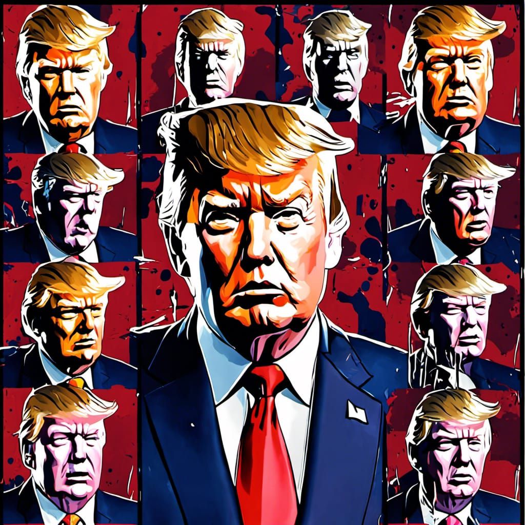 Donald Trump Mugshot in Pop Art Style