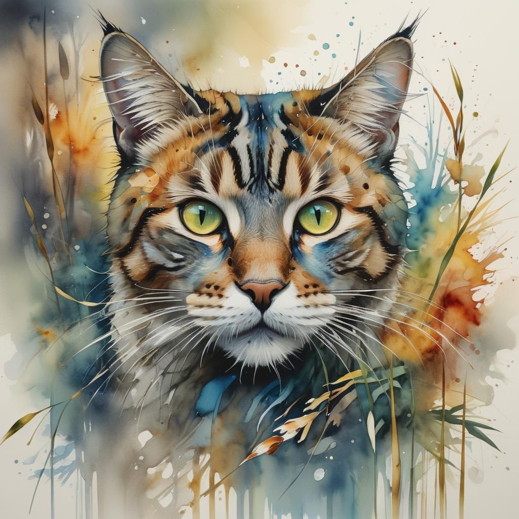 Hyperdetailed Cat Portrait in Watercolour Style