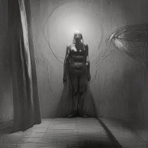 Disturbing Enema Interior in Gothic Horror Style