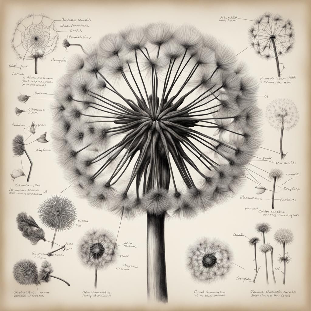 Detailed Scientific Diagram of a Dandelion