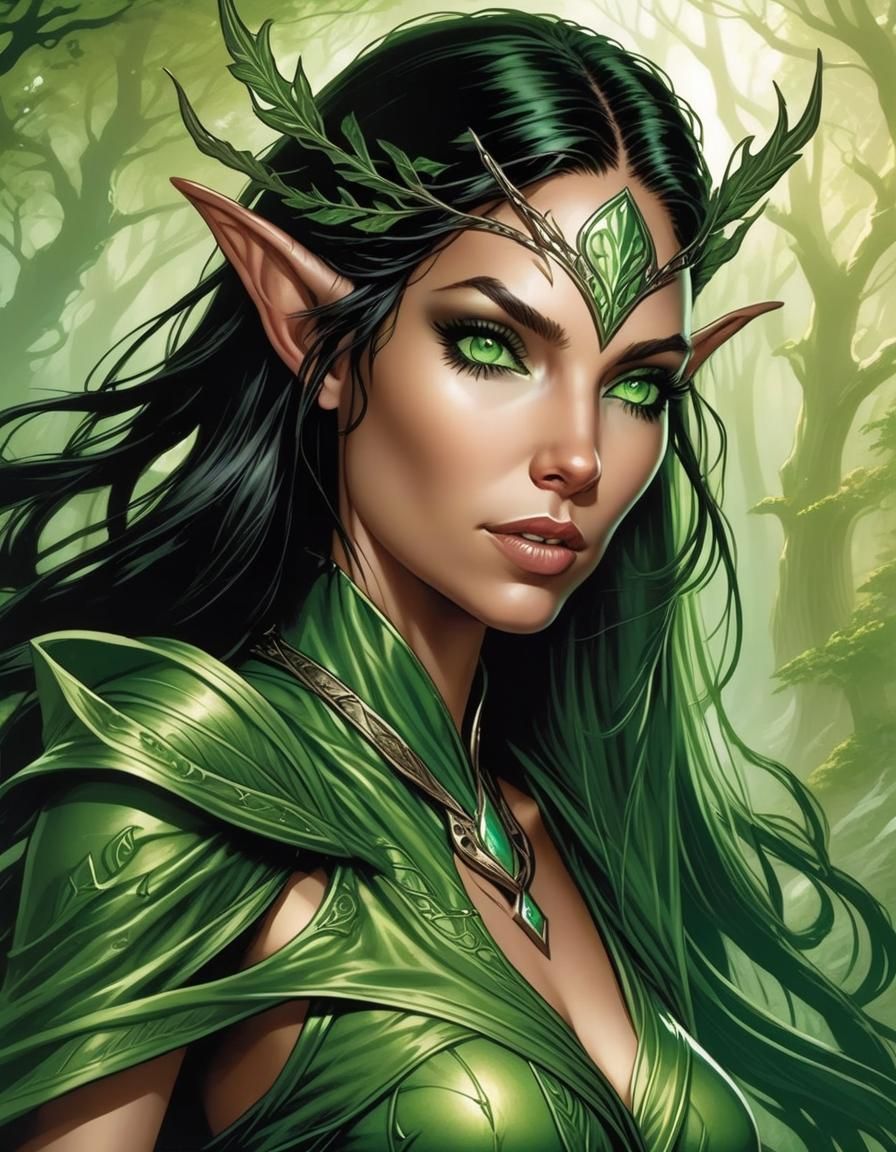 Nissa Revane, Elven Planeswalker in Comic Art