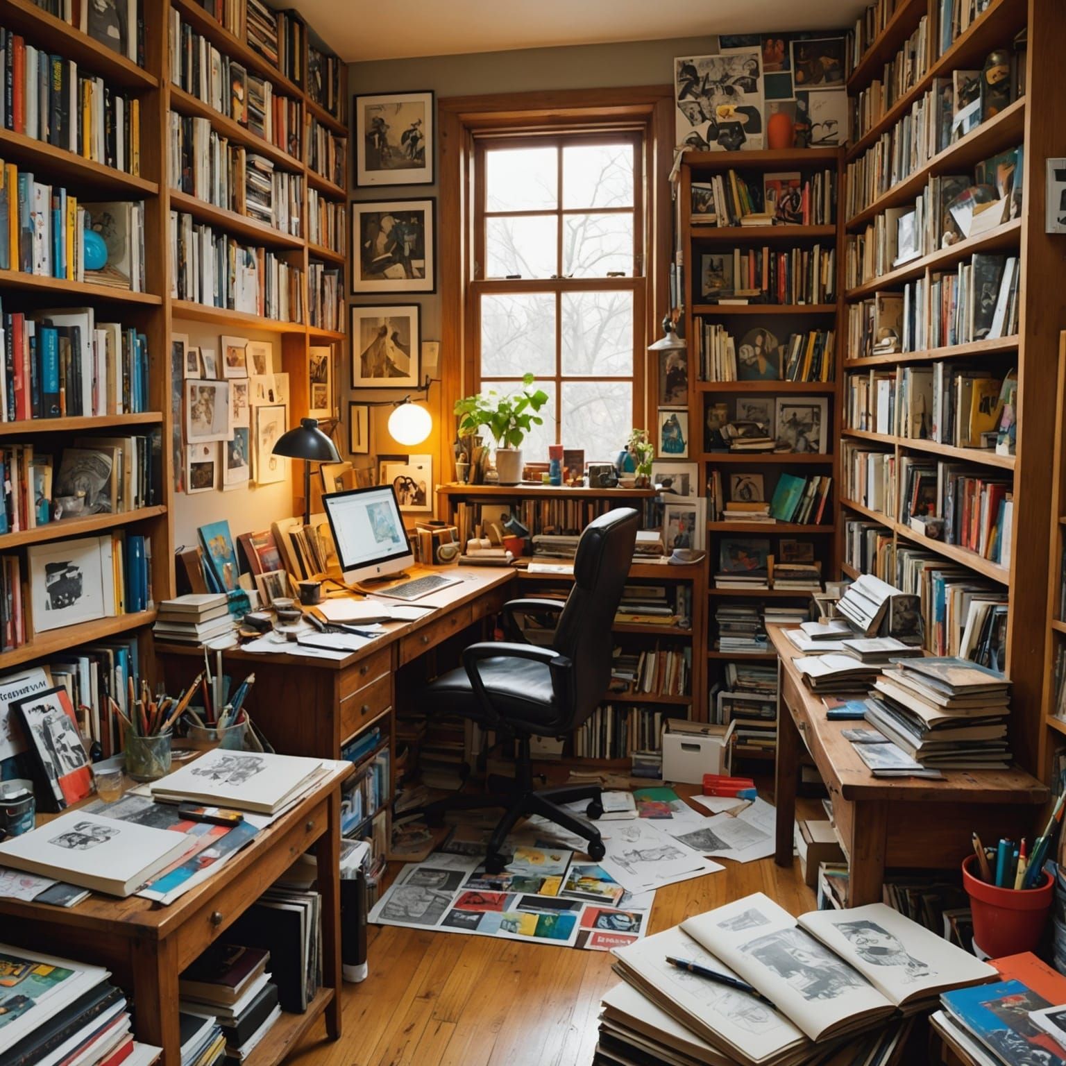 Illustrator's Cozy Bedroom with Retro Gaming Setup